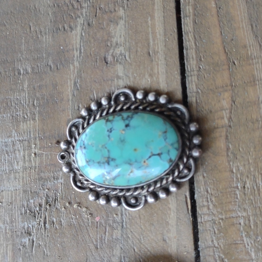Navajo Native American Kings Manassa Turquoise Pendant